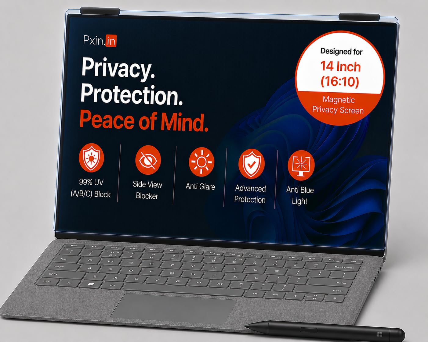 Pxin Nano | 14 Inch (16:10) | Magnetic Privacy Screen | Anti Blue | Anti Glare | UltraThin for Hyper Touch | Anti UV | Nano Privacy Filter compatible with HP/Dell/Lenovo/Asus/Acer-image-7