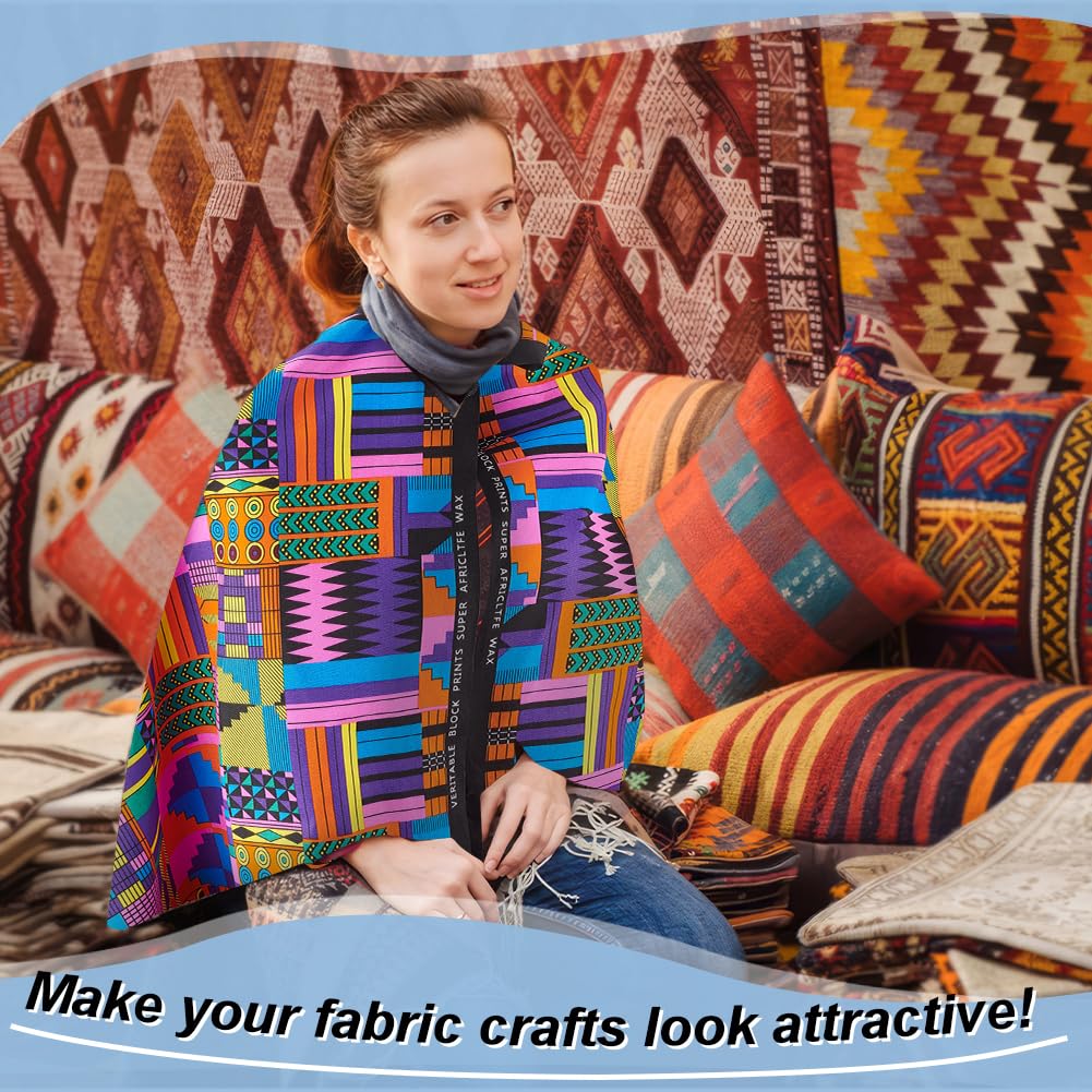 FINGERINSPIRE 6 Yards Cloth African Fabric by The Yard - 45 Inch Wide Colorful Kente Wax Printed Polyester Fabric, Ethnic Style Patchwork for Party Dress, DIY Crafts, Garment Accessories - Image 7
