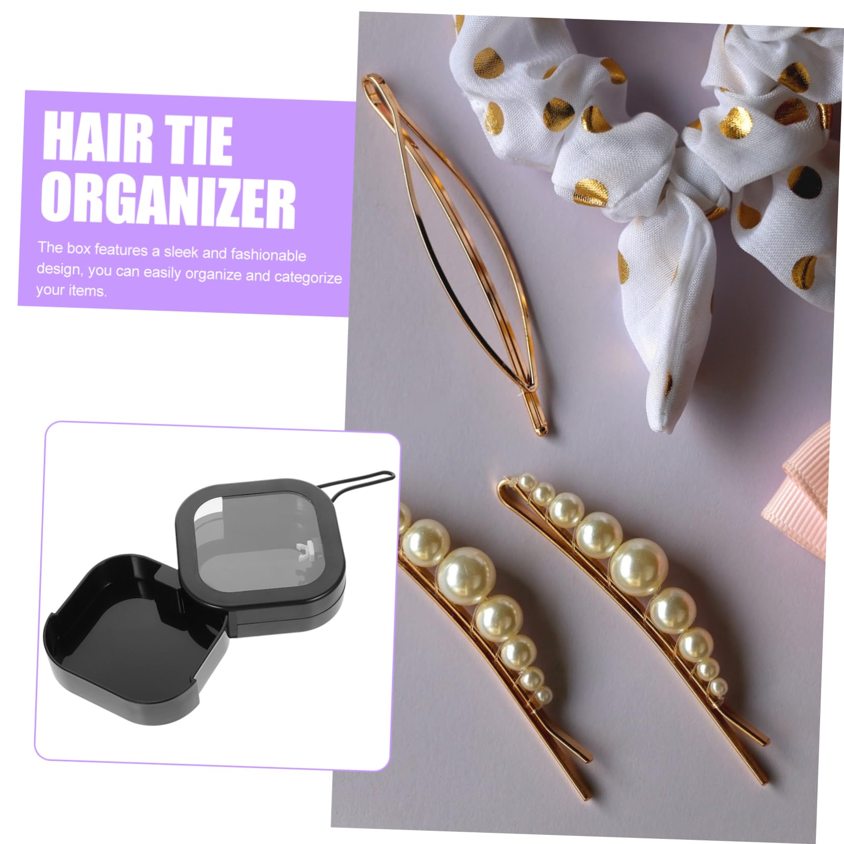 TOPBATHY 4 Stück-pack Haargummi Aufbewahrungsbox, Schwarz, Rund, Tragbar | Pp, Stabile Ausführung mit Glatten Rundkanten, mit Lanyard, für Haaraccessoires und Haarklammern