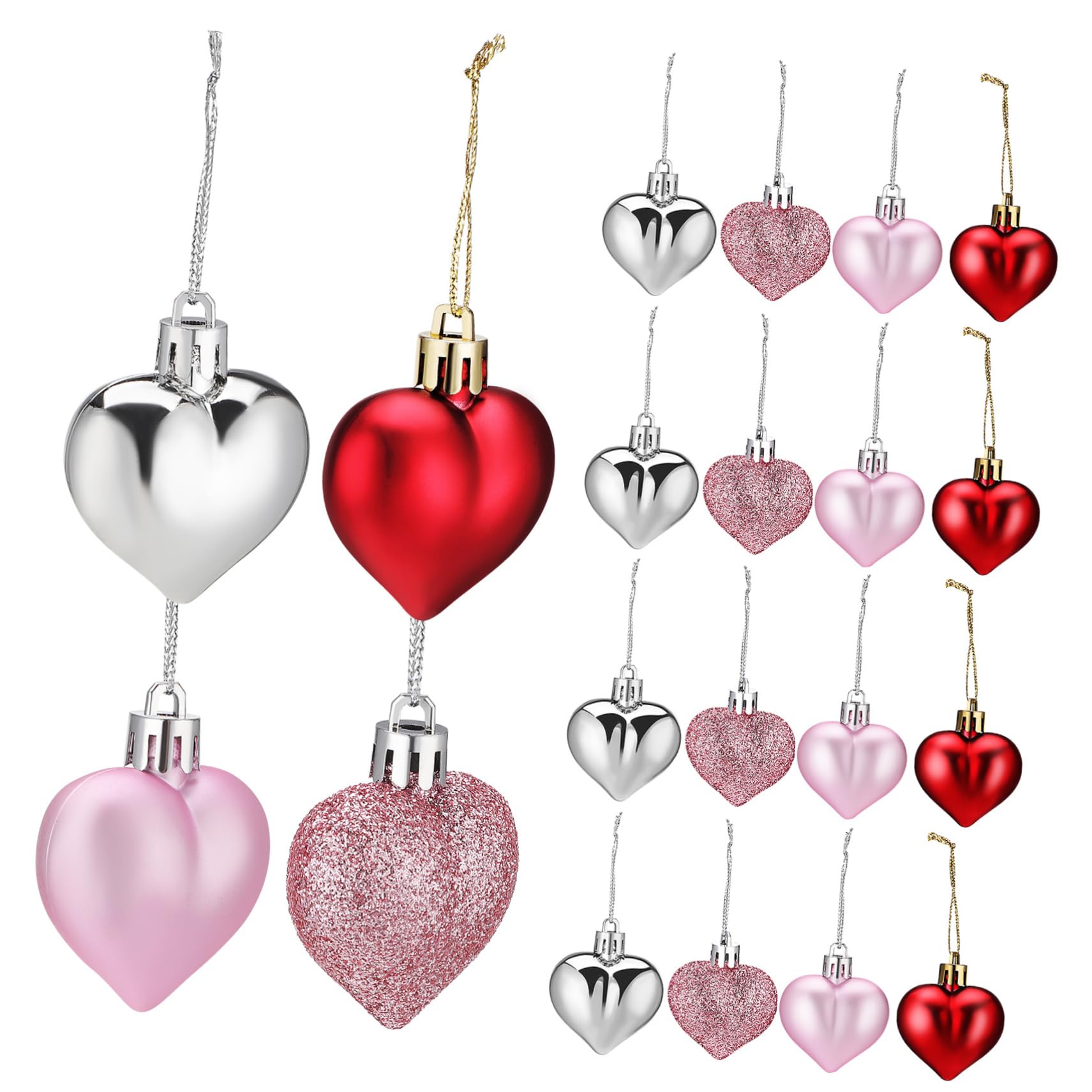 PRETYZOOM 3 Juegos Colgante De Bola De Corazón Corazón Decoraciones Colgantes Bolas Colgantes Bola De San Valentín De San Valentín Decoraciones Árbol De Navidad 48 Uds * 3