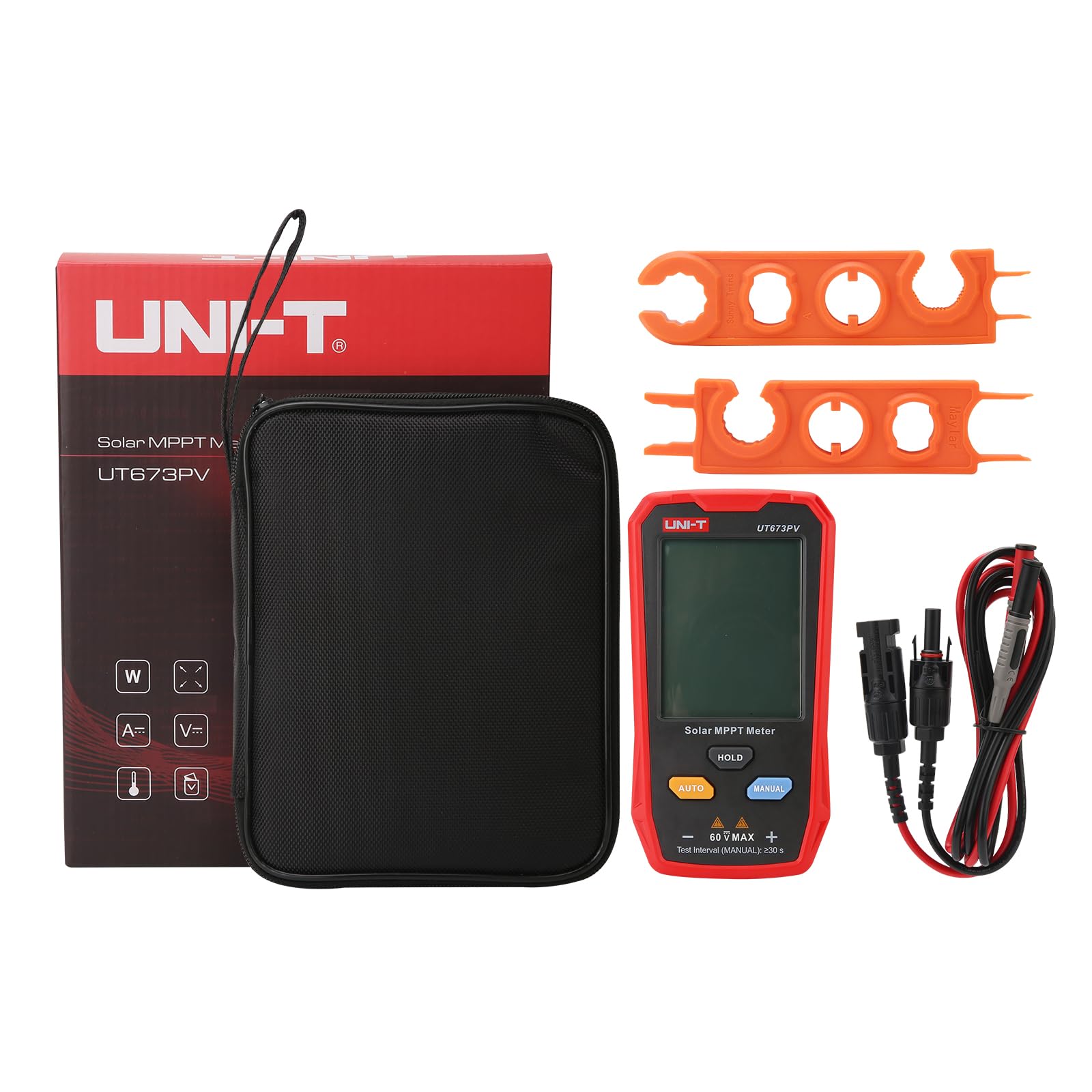 UNI-T UT673PV Solar Panel Tester, Solar MPPT Meter, 800W Photovoltaic Module Maximum Power Tester, Intelligent Manual/Auto MPPT Test, Large LCD and Multiple Result Displays
