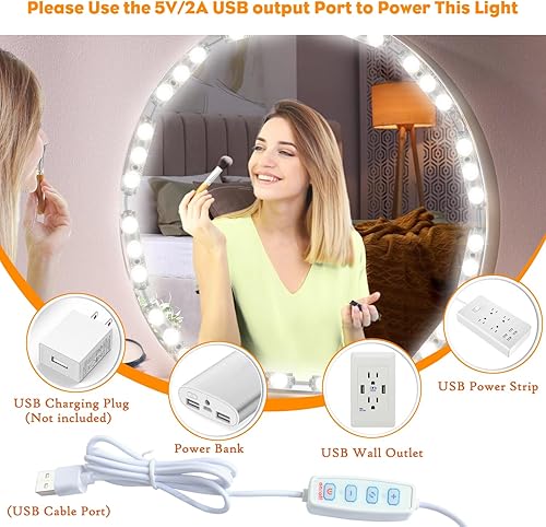 Miniatura 6 de Luces de tocador para espejo, tira de luz LED de maquillaje con 3 modos de iluminación de temperatura de color y espejo de tocador de baño, ultra