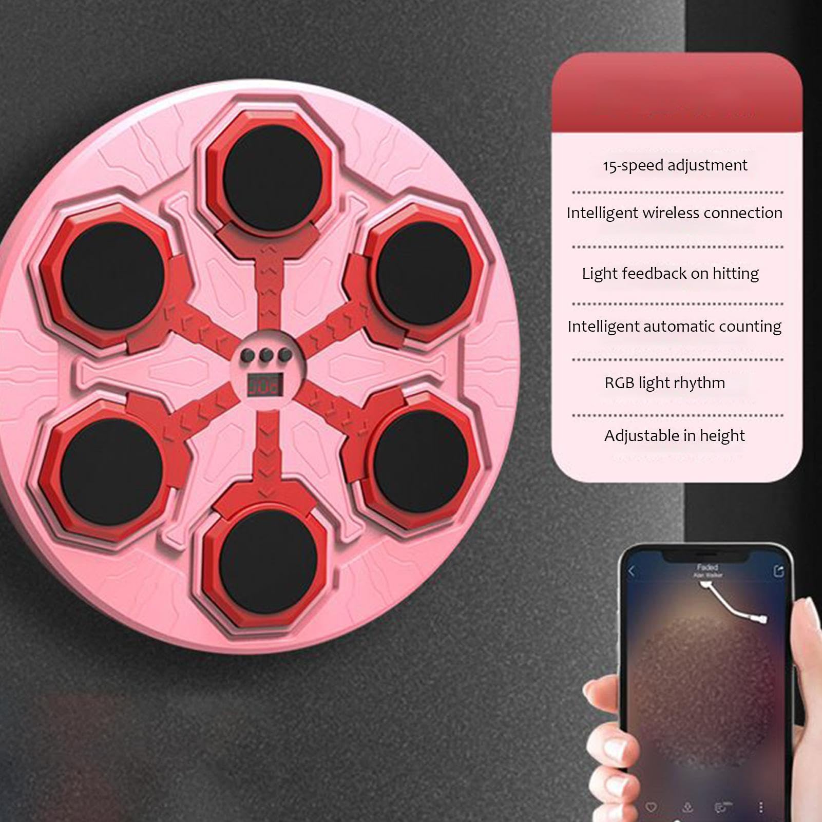 Máquina de boxeo musical - Smart blueto0th Music Boxing Maching, Target de ponche interactivo | Smart Trainer Smart Wired Mall con guantes, máquina de boxeo digital, equipo de entrenamiento elec