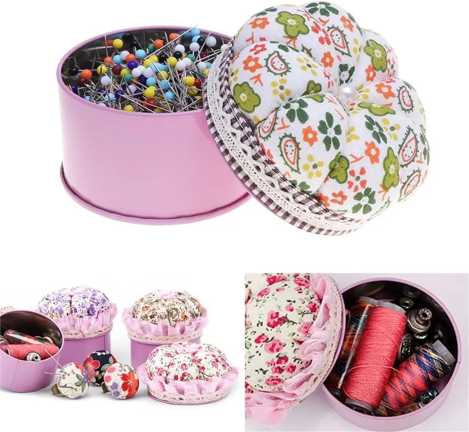 Pin Cushion Needle Box 5 Pcs Button Storage Sewing Pin Cushion Shap Craft Box Handcraft Needlework Needle Holder(ColorH)