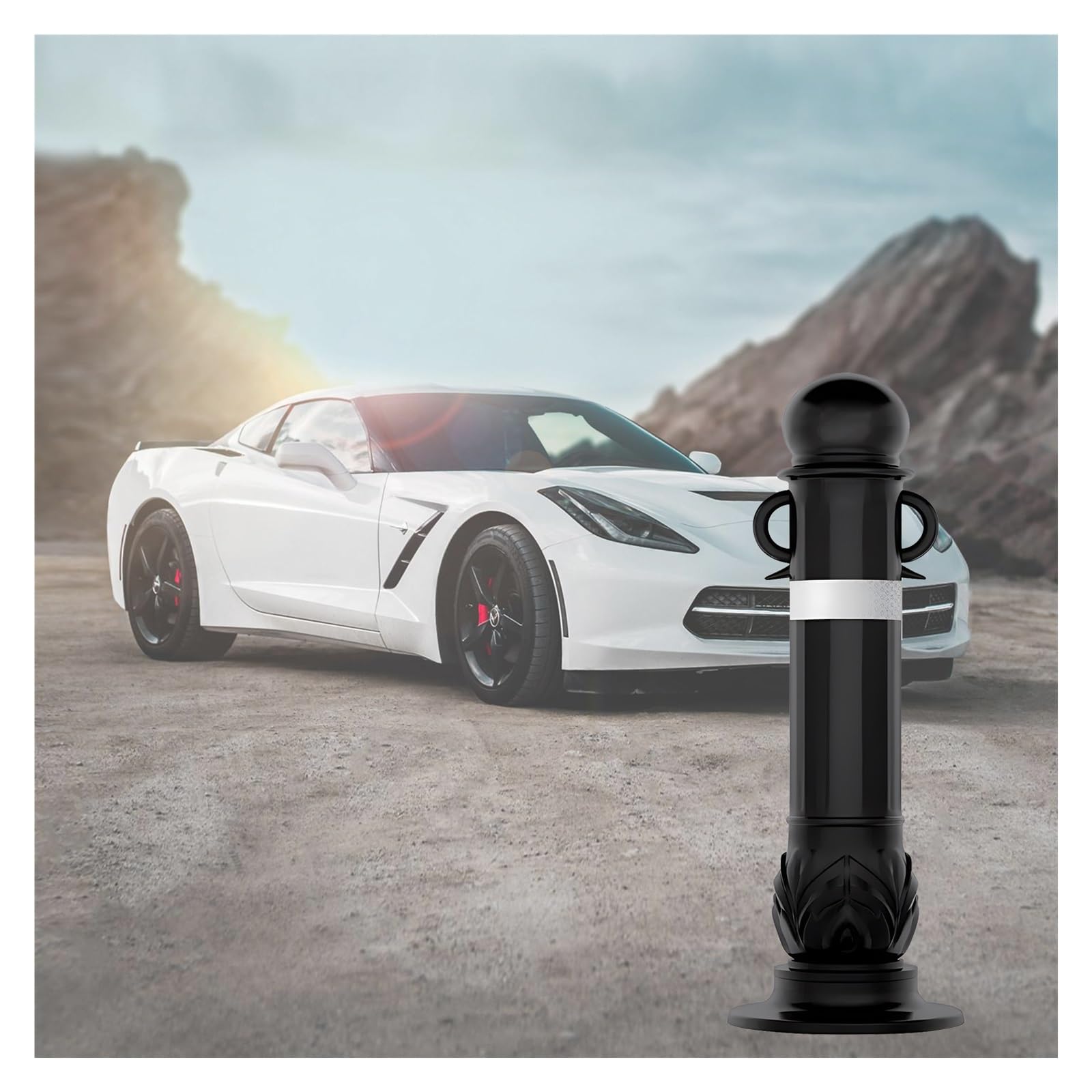 HDYZJQ Flexible Traffic Cone Delineator Post Black, Safety Bollard Post for Construction Sites, Facility Management, 80cm High Portable Parking Barrier Post with Expansion Bolts(1Pack)