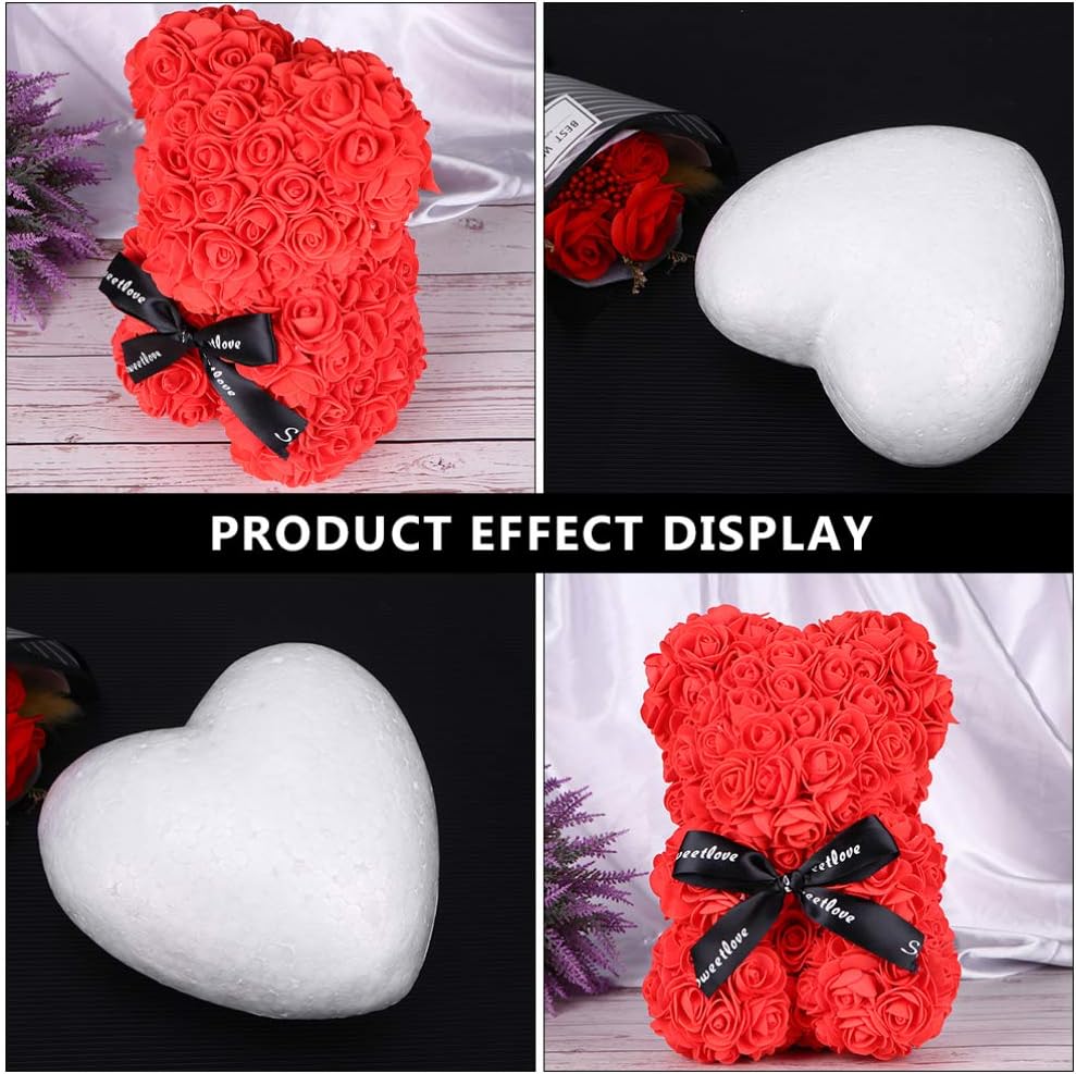 10Pcs Bear Heart Shaped Mould White DIY Craft Arranging for Valentines Day Wedding Party Decoration