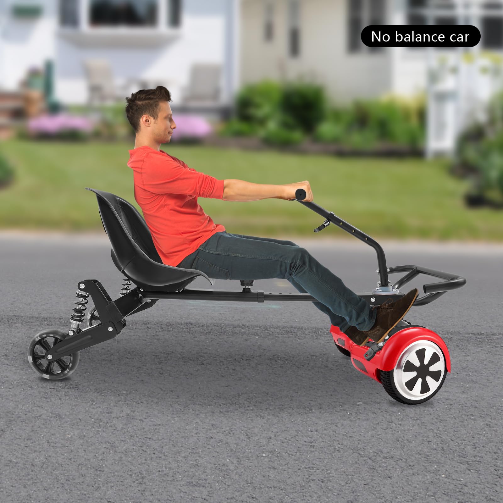 Siedzisko do skutera samobalansującego, regulowane akcesoria gokart | Z potrójną amortyzacją wstrząsów, kompatybilna z deskorolka Hoverboard 6,5/8/10" o nośności do 100 kg, czarna