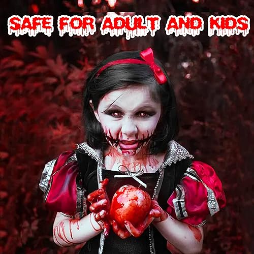 Miniatura 4 de Go Ho Sangre falsa lavable (0.27 onzas), efecto realista de sangre falsa comestible, maquillaje pegajoso de sangre de vampiro para ojos, goteo,