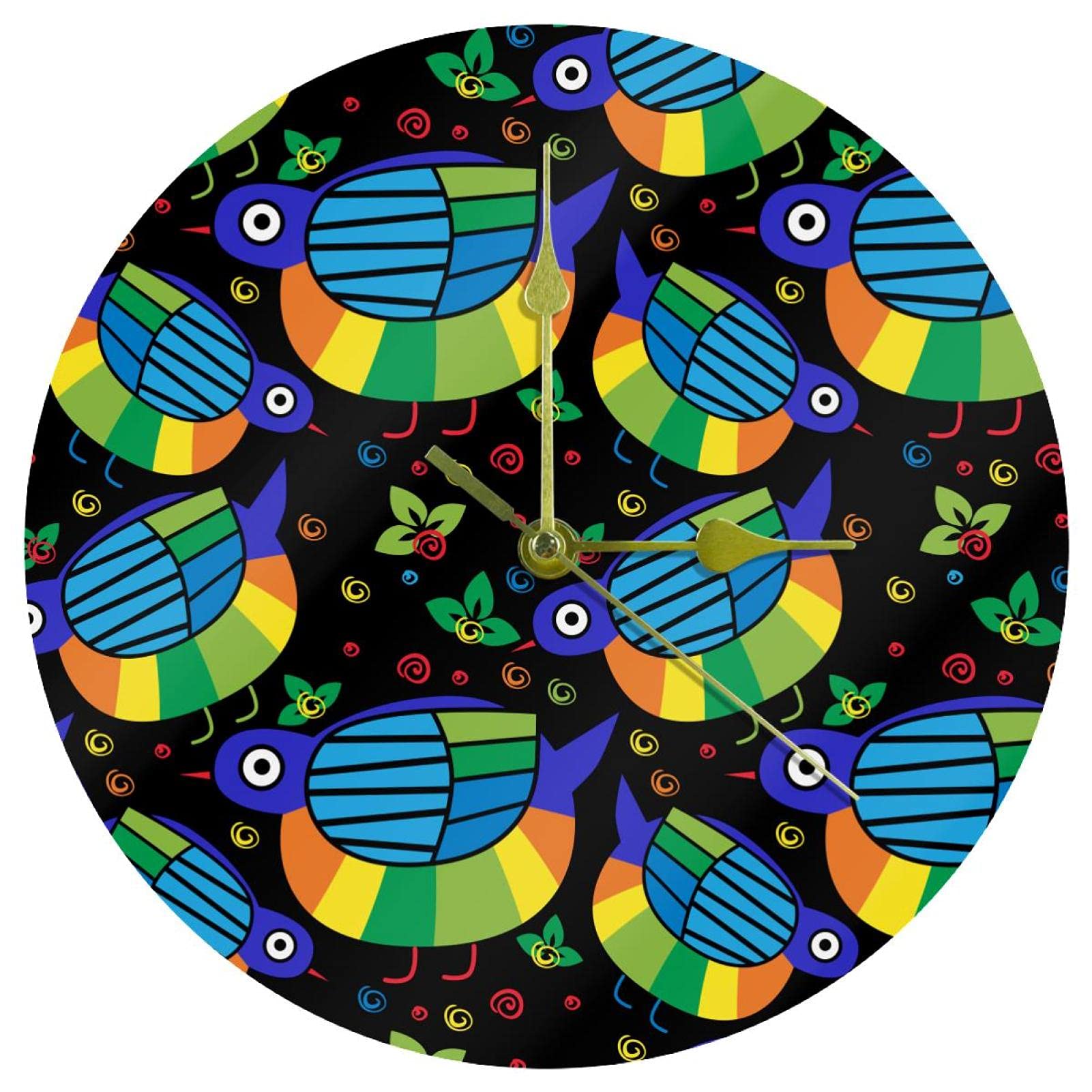 Horloge murale en acrylique motif oiseaux silencieuse pour chambre et bureau