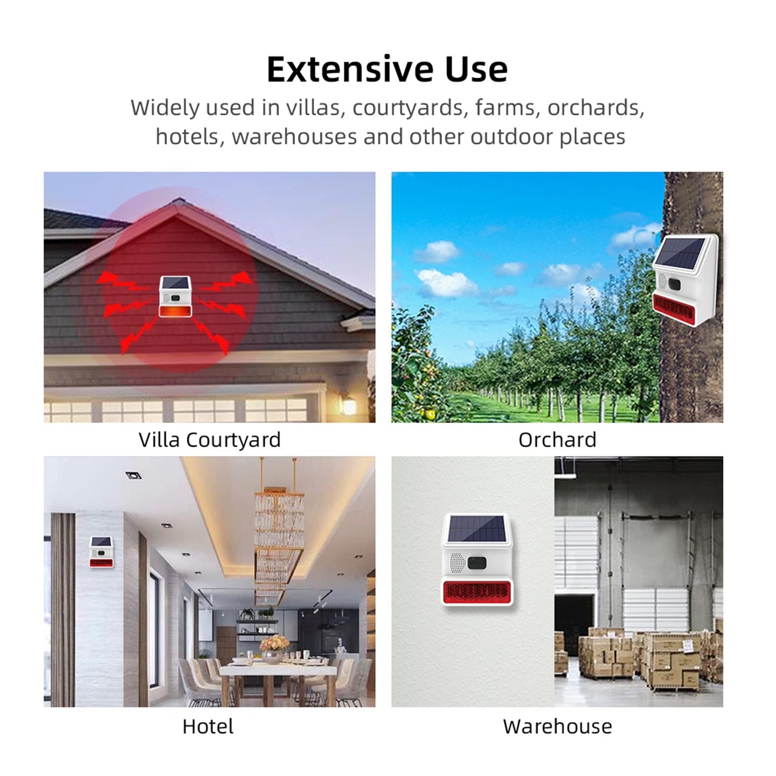 Sistema di Allarme di Sicurezza Domestica, 433MHz Wireless Light Flash Strobe Outdoor Solar Waterproof Siren for antifurto Domestico di Allarme Sicurezza Domestica(Set B)