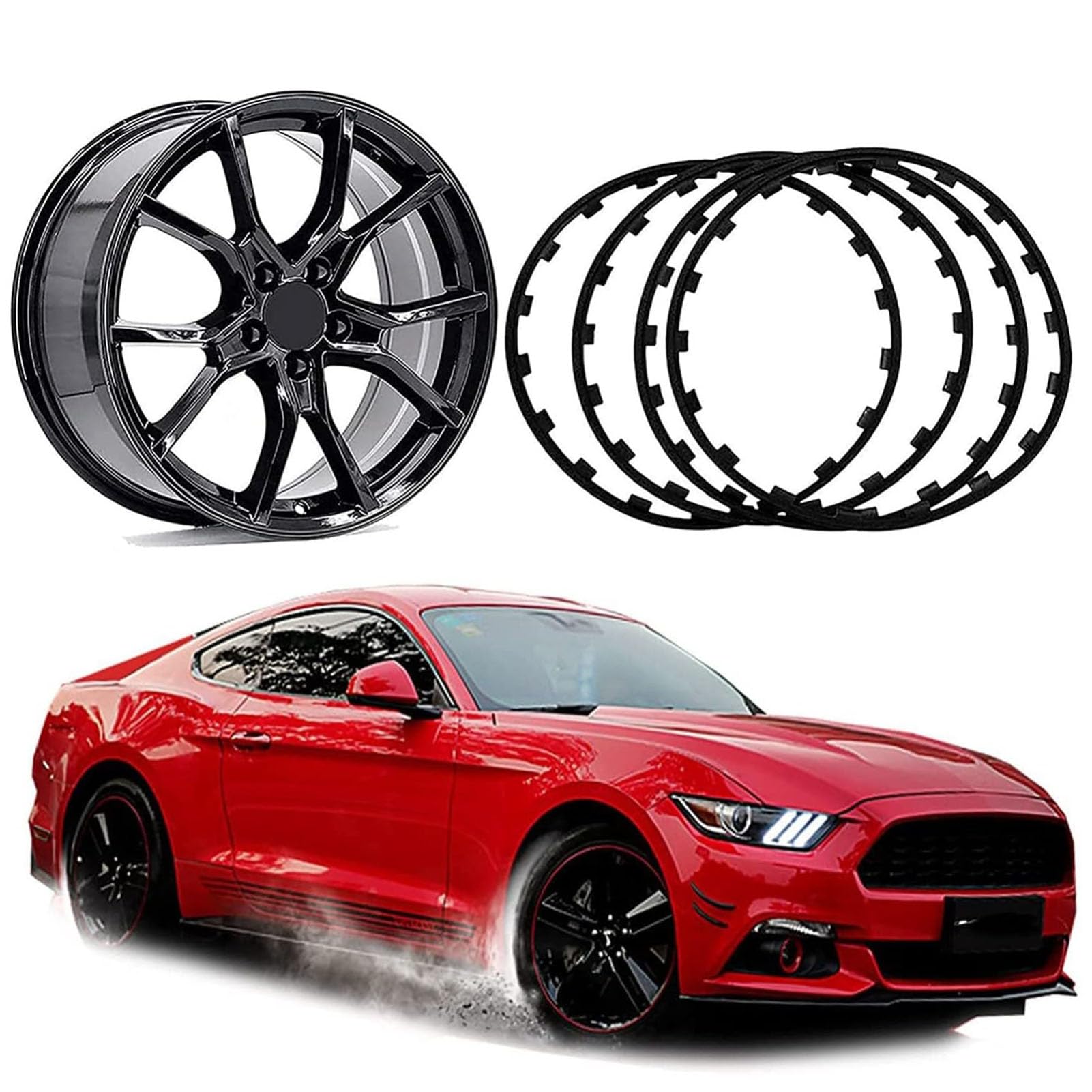 4PCS Protezioni Cerchi, 16-20 Pollici Anelli di Protezione per Bordi dei Auto Cerchioni, Protezione per Cerchi in Lega AntiGraffio Protezione Cerchione Universale(Size:17 inch,Color:Nero)