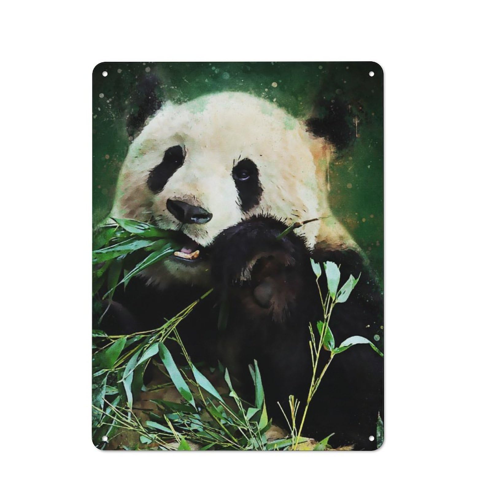 Junmoney Cute Panda Vintage Tin Sign 40X30cm For Hobby Room Or Studio, A New Home Present For Creative Interior Collectors