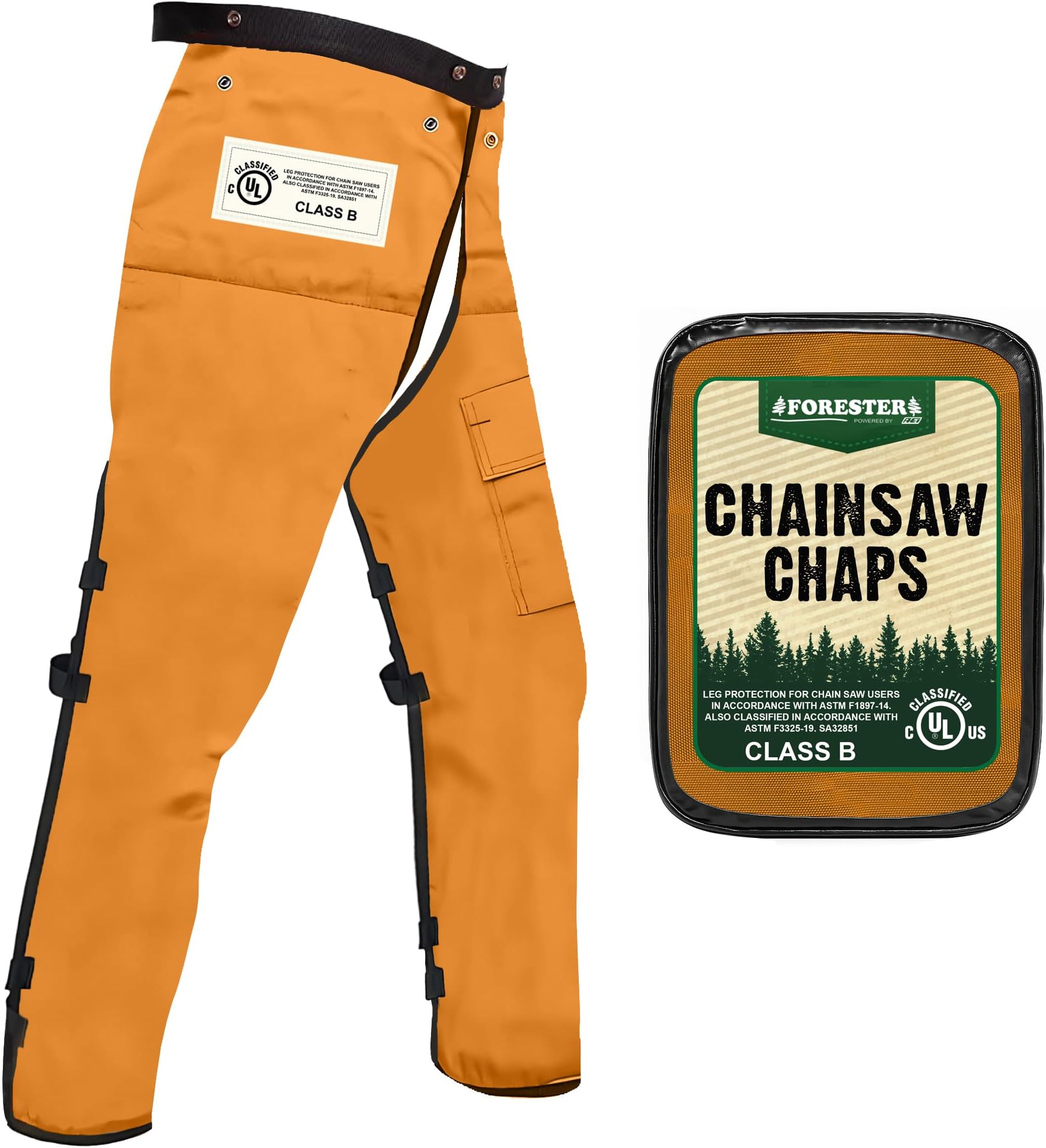 FORESTER Chainsaw Chaps for Men & Women | Apron-Style Chaps with Pocket & Adjustable Waist | Chainsaw Safety Equipment