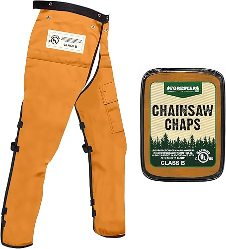 FORESTER Chainsaw Chaps for Men & Women | Apron-Style Chaps with Pocket & Adjustable Waist | Chainsaw Safety Equipment