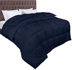 Utopia Bedding Duvet 180 x 200 cm, 370 GSM Warm Duvet, White Blanket with Corner Tabs (Navy Blue)