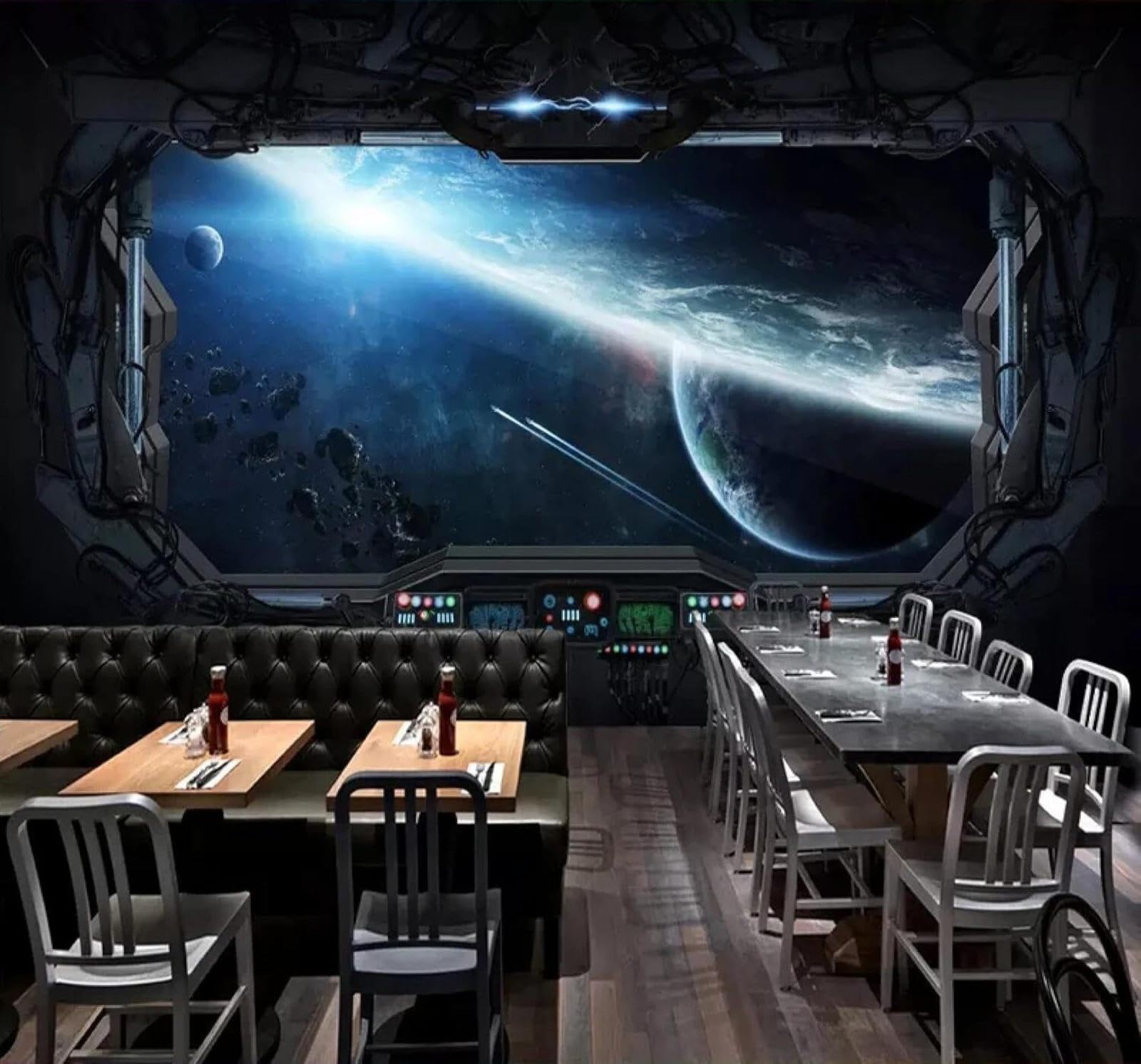 XLMING Minimalist Three Dimensional Space Capsule Starry Sky Planet 3D Wallpaper Luxury Home Dining Decor Paste Sofa Living Room The Wall for Bedroom Mural-430cm×300cm