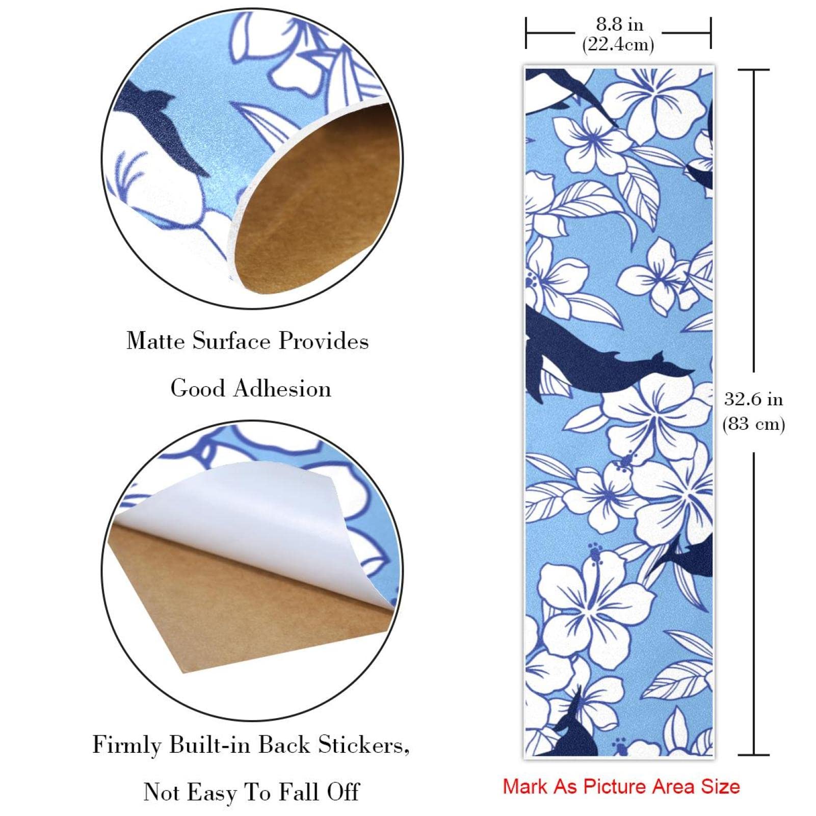 Hibiscus Whale Lot de 2 feuilles de papier abrasif pour skateboard Bleu