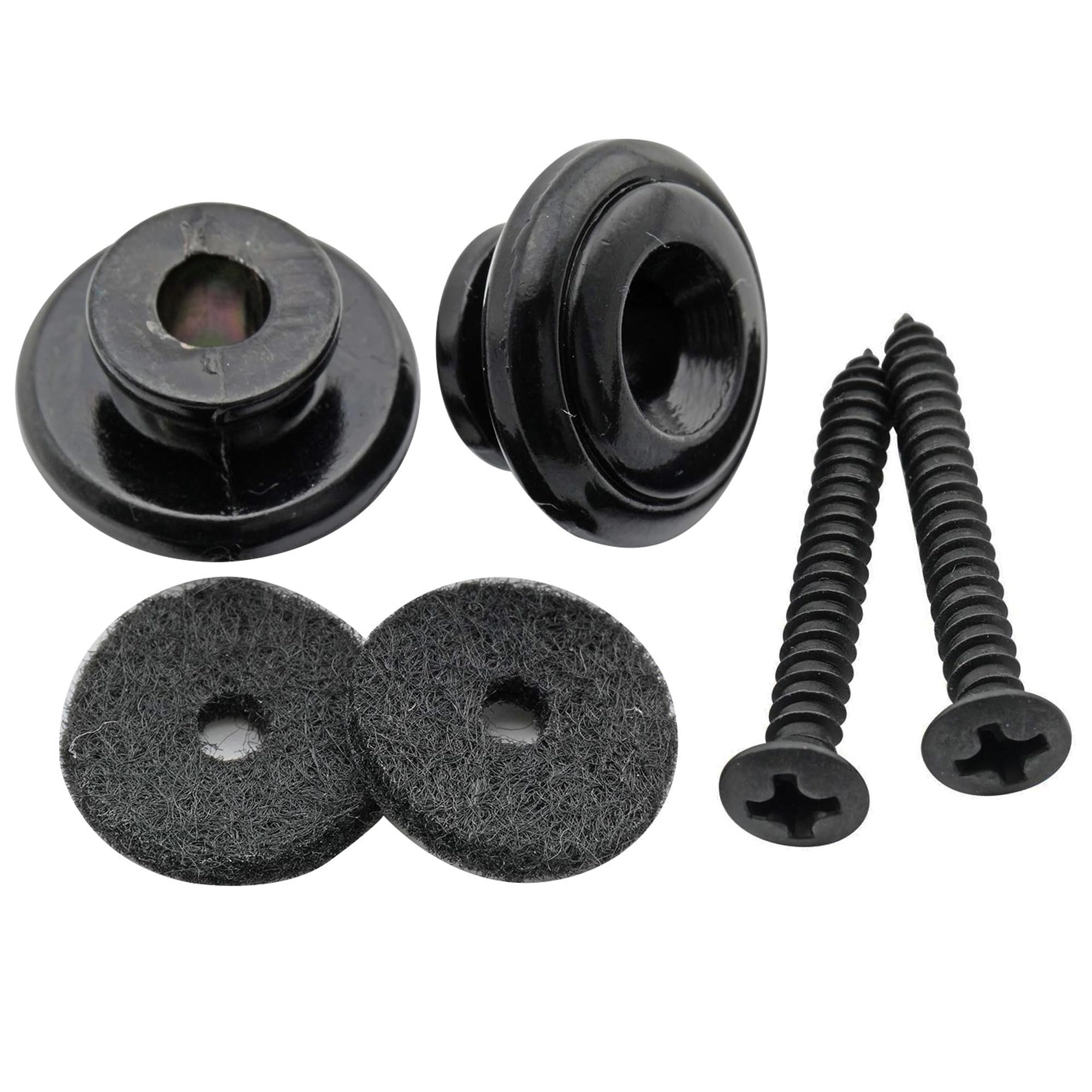Musiclily Pro 17mm Grand Rond Alliage de Zinc Boutons de Sangle Attache Courroie pour Guitare électrique Acoustique Classique Ukulélé, Noir (Lot de 2)