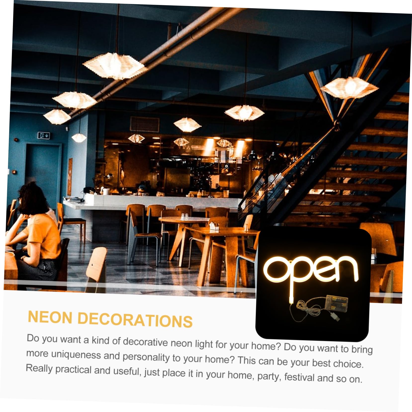 VALICLUD Letrero Led De Neón Abierto, Luz Cálida, Tamaño Mediano, Decoración De Pared Para Bares, Fiestas y Dormitorios, Lámpara Ambiental De Neón,