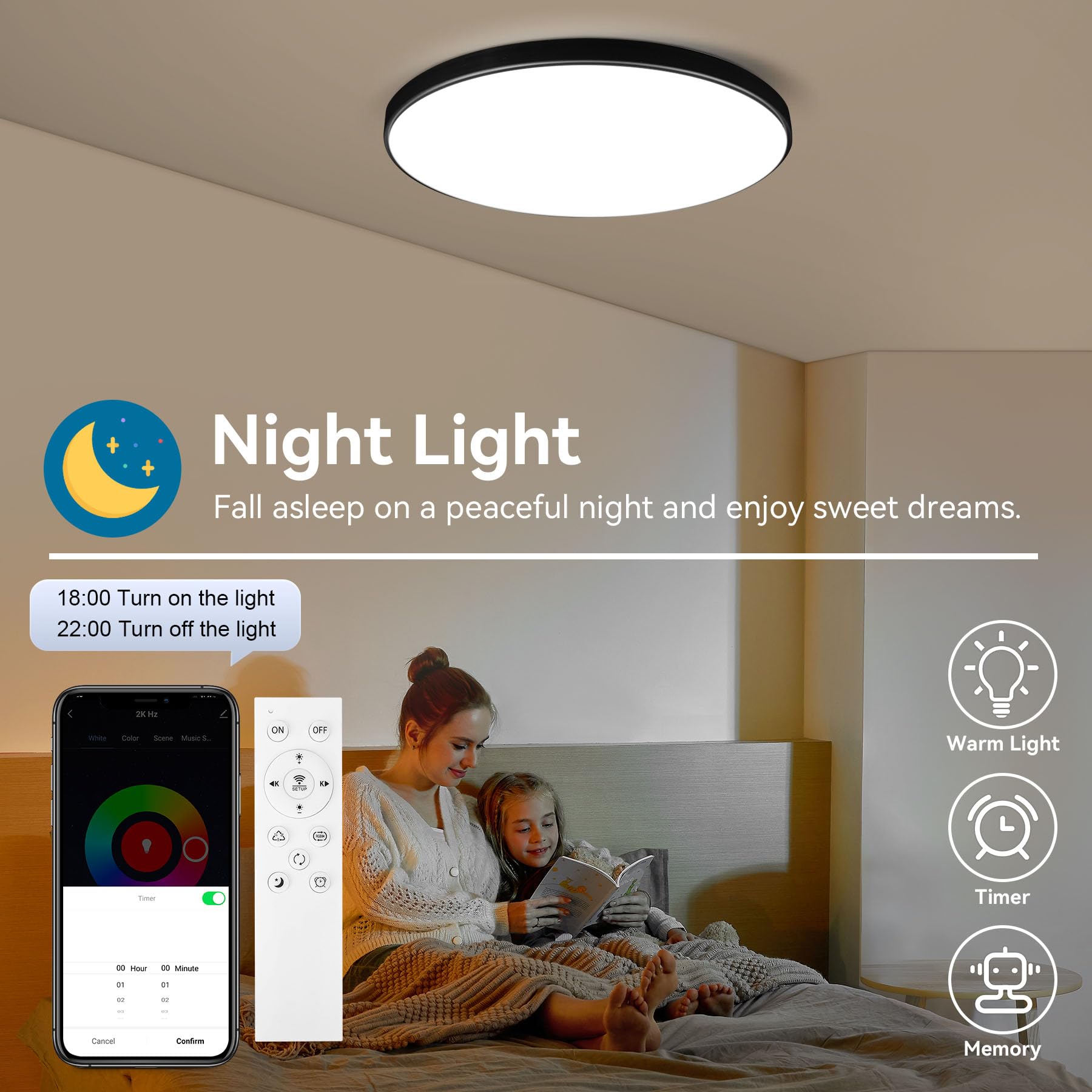 CHENBEN Plafón LED Techo, 24W RGB 3000-6500K, IP44, Compatible con Alexa | Regulable con mando a distancia y APP,compatible con voz Alexa.Iluminación RGB 3000-6500K,IP44,Para Baño, Dormitorio