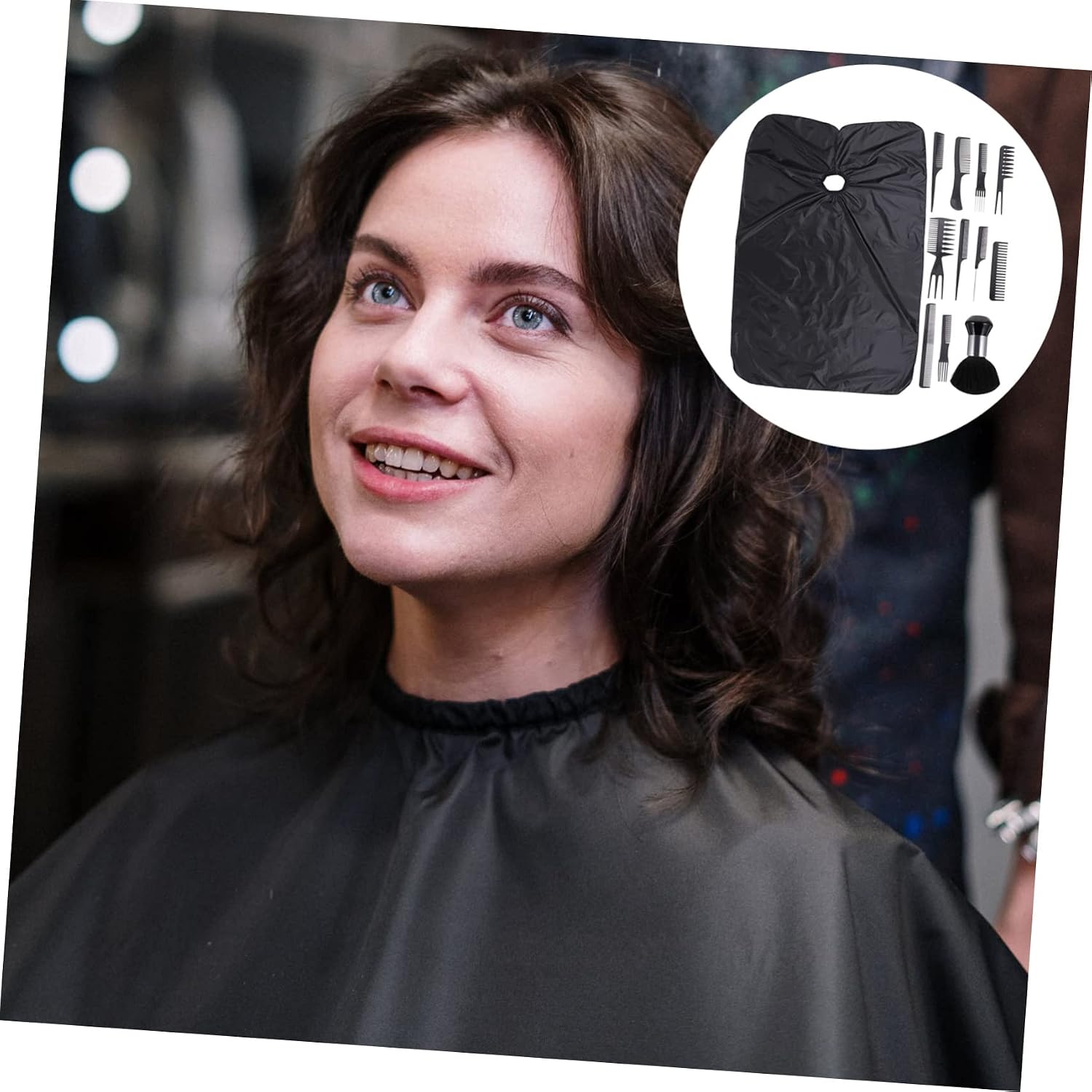 Hair Salon Cape Set with Haircut Comb and Styling Tools Hair Treatment Shawl for Hairdressing Coloring and Perming