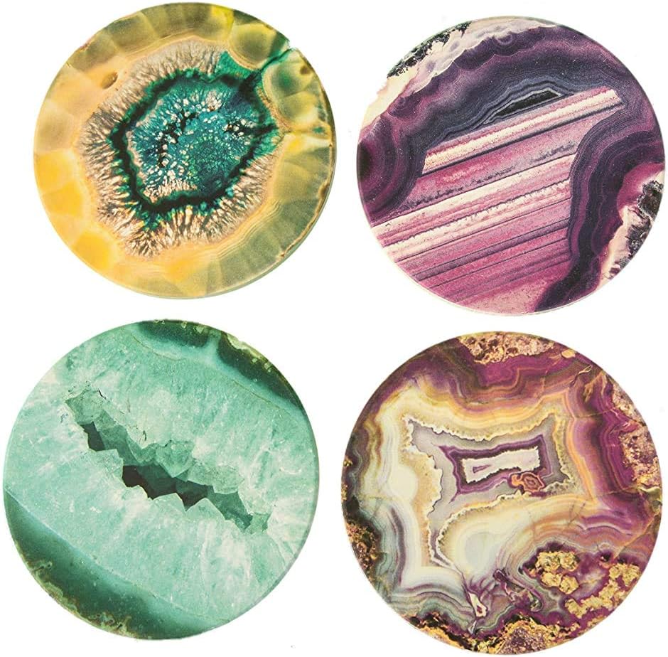 Black Friday - 60% OFF CoasterStone Absorbent Stone Coasters Multicolored Agates Assorted, 4-1/4