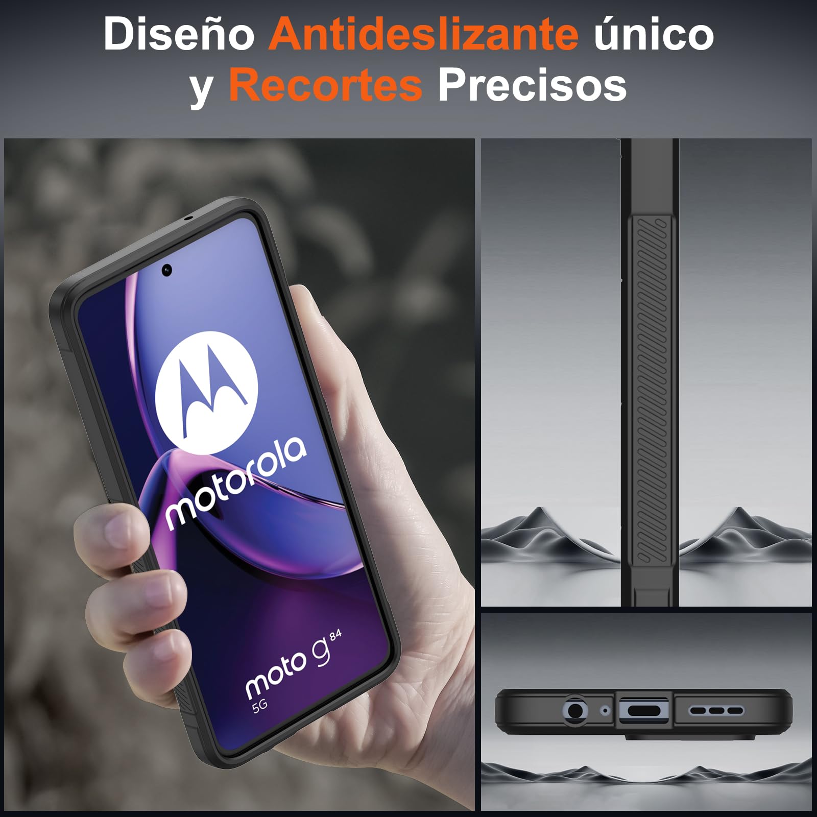RIIMUHIR Funda De Silicona Para Motorola Moto G84 5G – Cobertura Total, Antigolpes Con 10 Bolsas De Aire, Protección De Cámara Y Tacto Sedoso – Negro