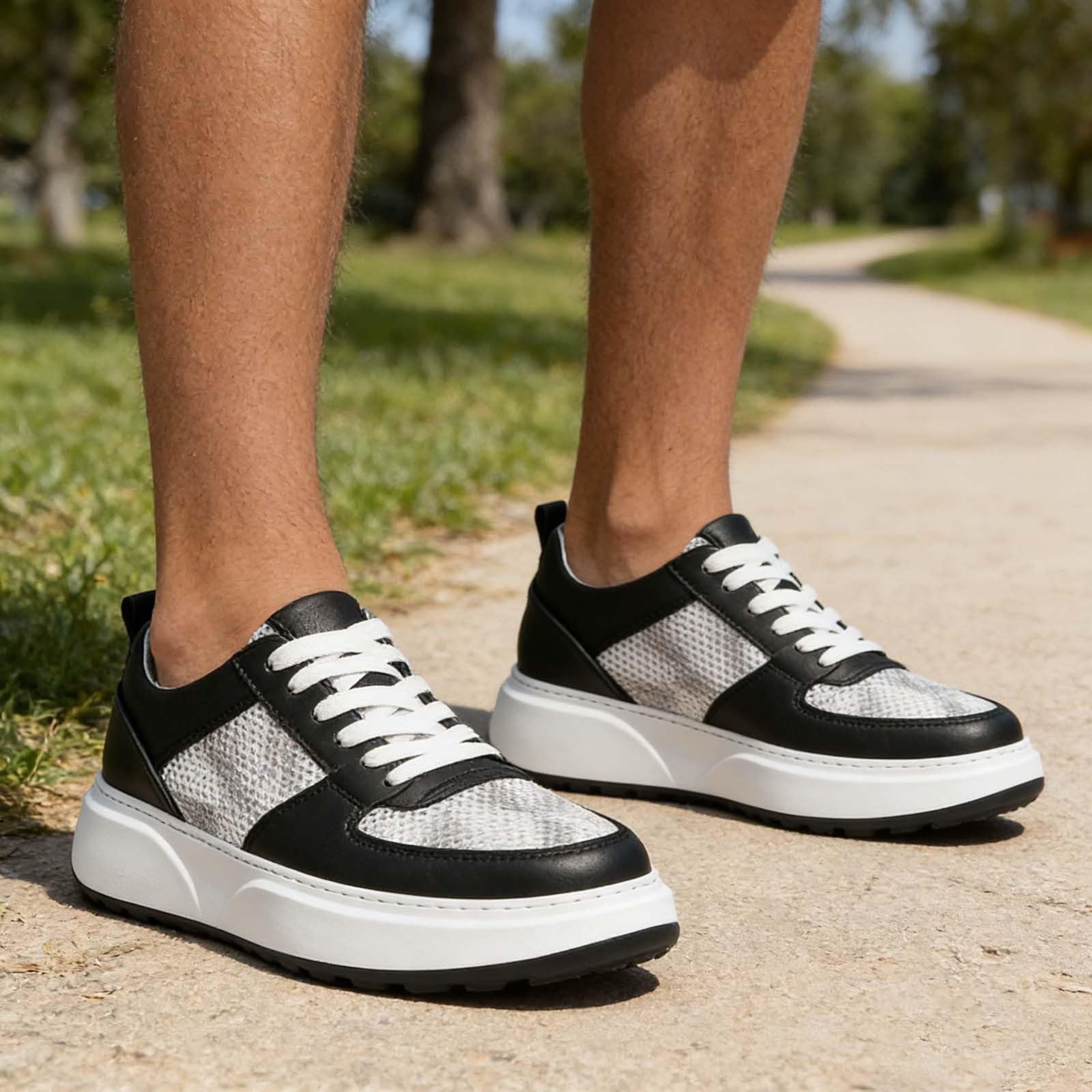 Zapatillas elevadoras para hombre, zapatos de verano para hombre, ligera, suela gruesa, zapatos de ocio cómodos con cordones transpirables, zapatillas de marcha antideslizantes
