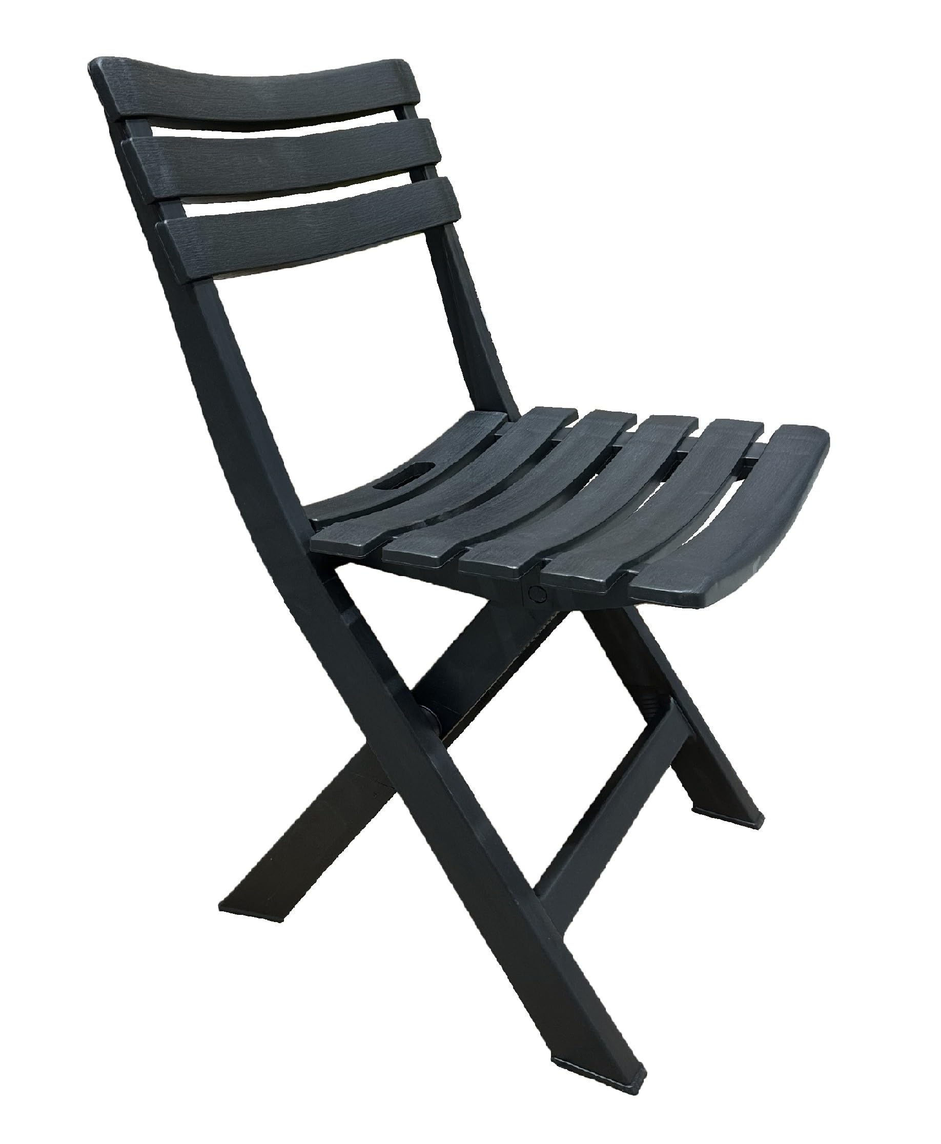 FERRETERIA LEPANTO Silla Plegable, Silla de Resina Plegable para terraza, jardín y Balcones, Asientos Plegables de Resina imitación Madera 77x41cm. (1 Silla Antracita)