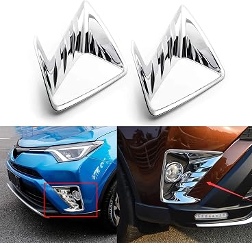 x xotic tech Exterior Front Fog Light Bezel Frame Cover Trim Chrome, Compatible with Toyota RAV4 2016-2018