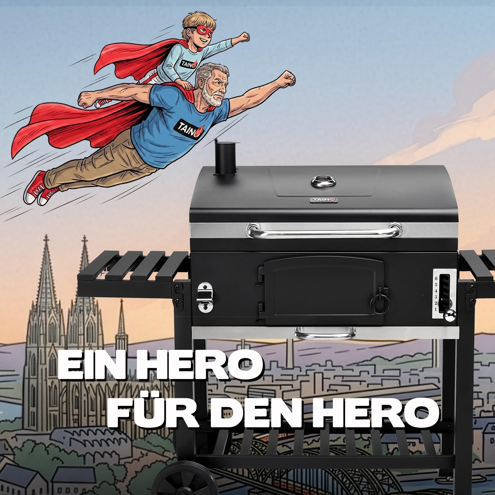 TAINO Hero XXL Smoker - Barbacoa de carbón vegetal
