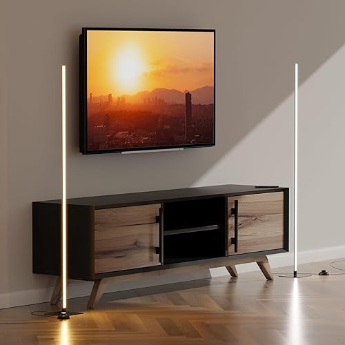 Sprink Juego de dos lámparas de pie minimalistas, lámpara de pie de esquina, 55 pulgadas de alto, 3 temperaturas de color de 3000 K a 6000 K. Luz