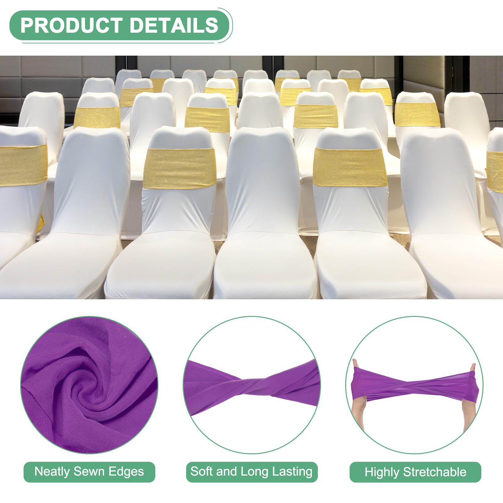 M METERXITY 50-Pack Spandex Chair Sashes - Image 2