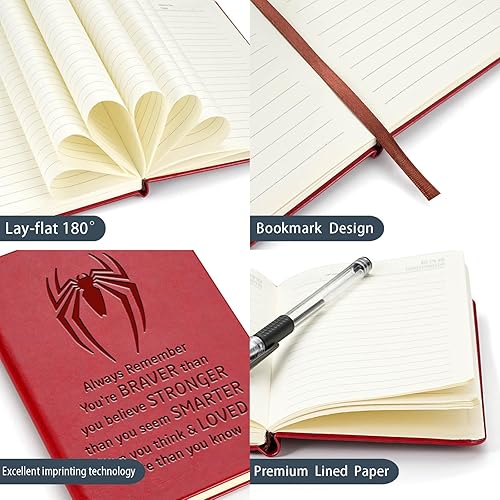 Miniatura 6 de JOHSBYD Super Spiderman Gifts Always Remember You're Braver Than You Believe - Cuaderno de cuero para fanáticos de Spiderman (con gran poder