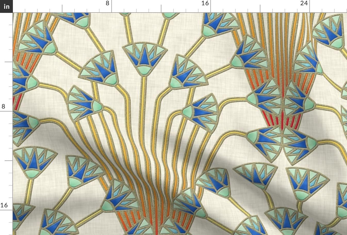 Spoonflower Fabric - Art Deco Egyptian Flower Papyrus Neutral Gold Printed on Minky Fabric by The Yard - Sewing Baby Blankets Quilt Backing Plush