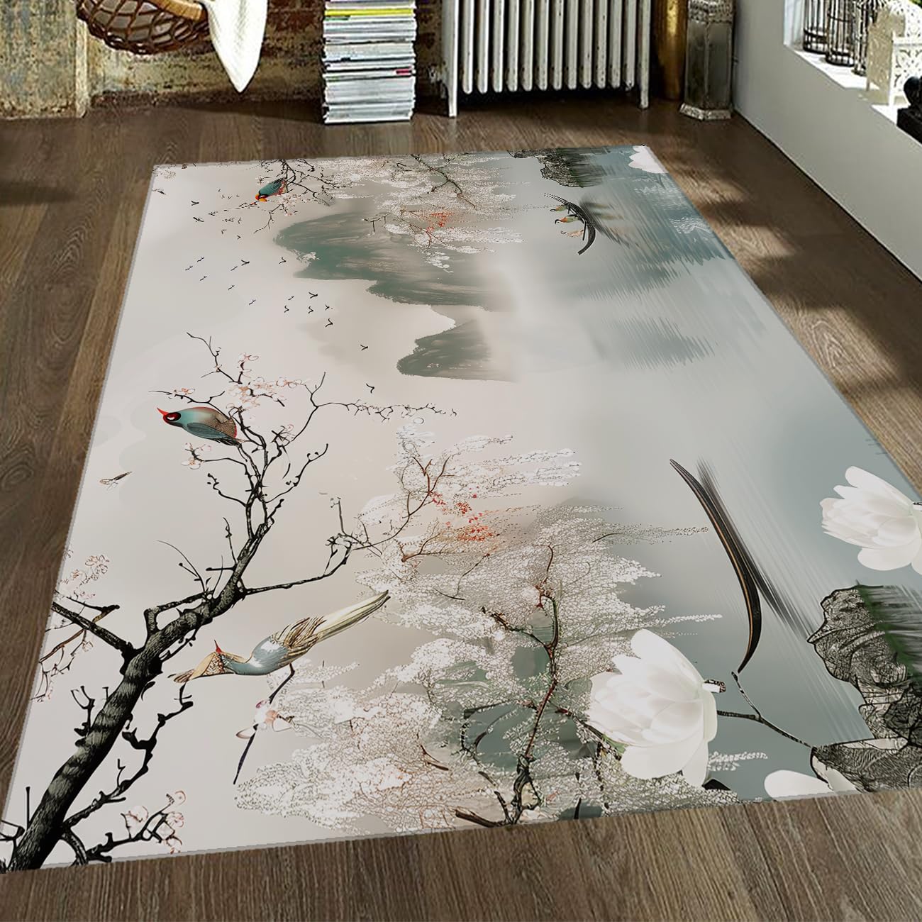 Tapis de salon bohème 120x150 lavable pour créer une ambiance brume montagnes