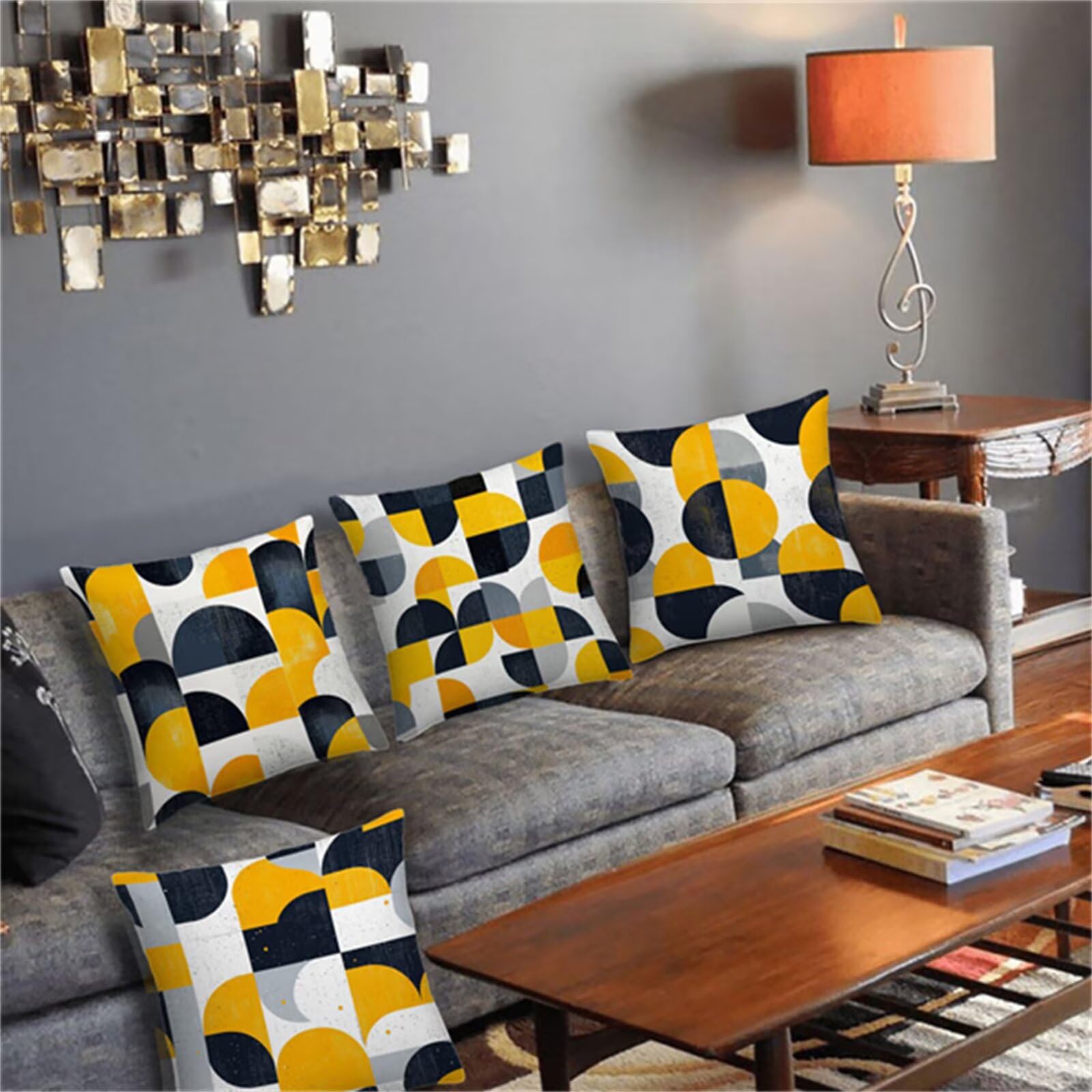 Poszewka na poduszkę, aksamitna, geometryczna, ozdobna, 60 x 60 cm, skandynawska poszewka na poduszkę, kwadratowa, na sofę, do sypialni, salonu, C-10, 4 sztuki w zestawie