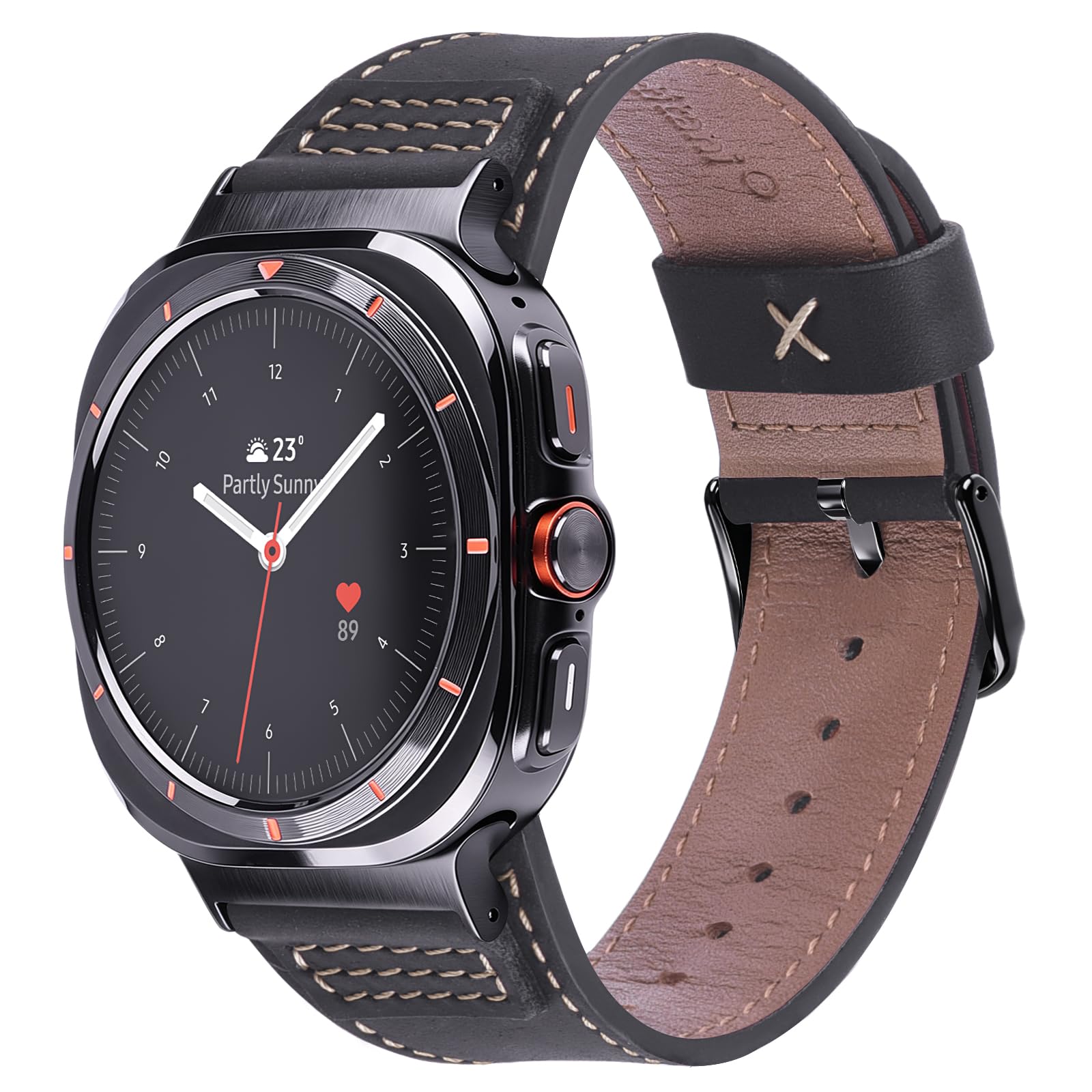 Wristitani Leather Band Compatible with Samsung Galaxy Watch Ultra Bands 7 6 5 4 for Men, Top Genuine Leather Replacement Vintage Strap for 47mm 46mm 45mm 44mm 43mm 42mm 40mm-image-8