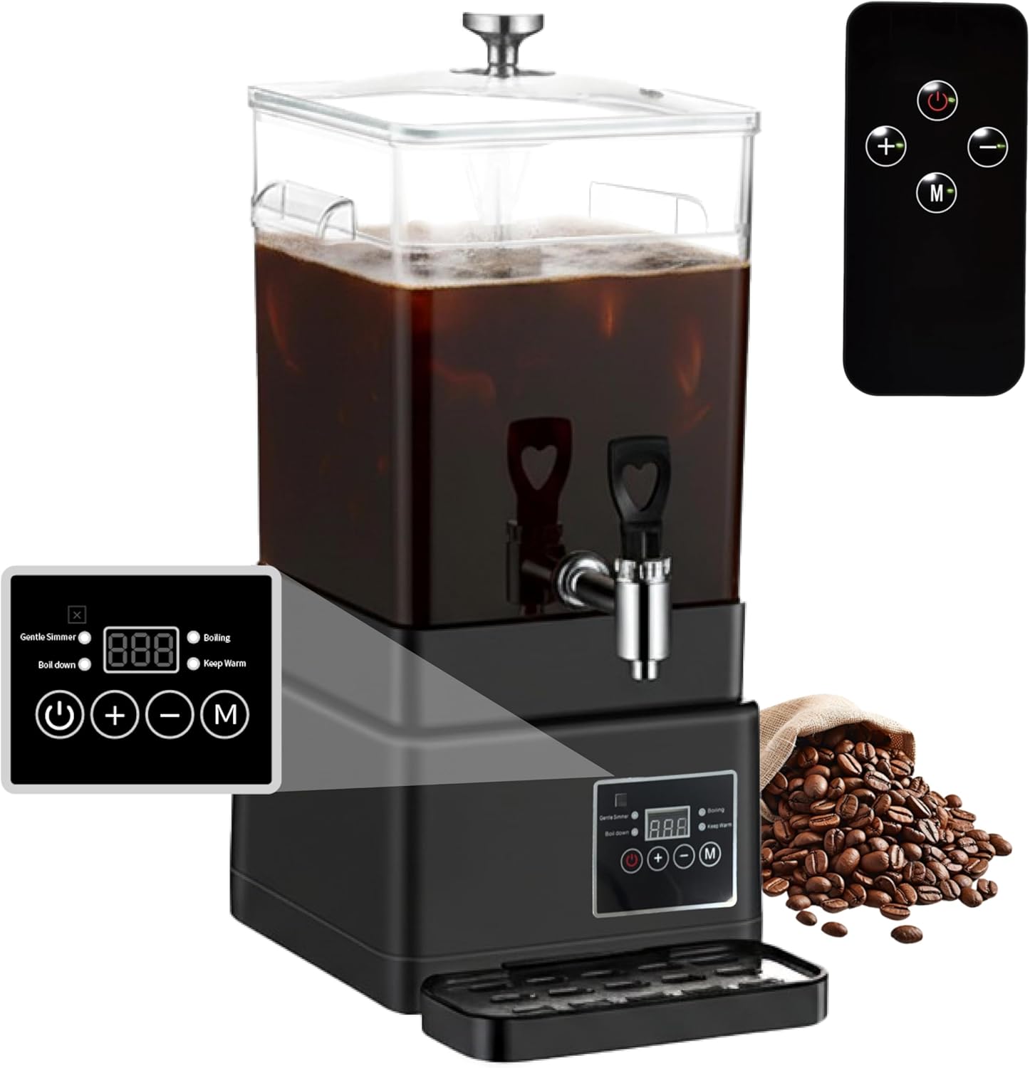 Coffee Urn Commercial Coffee Maker, Food-grade Plastic 10 L 65 Cups, Hot Chocolate Machine,Transparent Electric Percolator Coffee Pot for Catering Hot Water Urn for Hot Cocoa, Drink, Tea, Juice