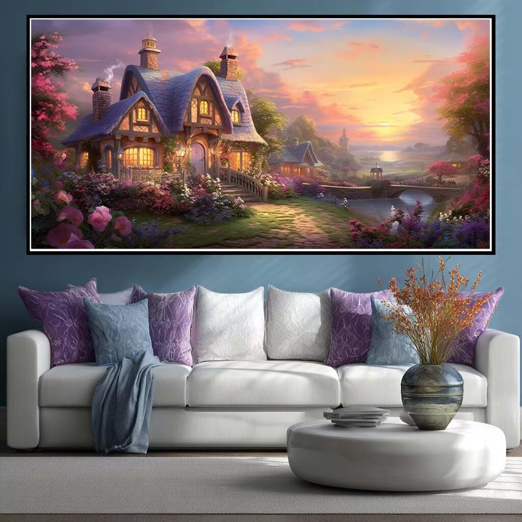 Wangllpgy Square Diamond Diamond Painting Kits For Adults Large, 5D Diy Forest House Diamond Art Kits Adults Square Drill Large Dimond Art Landscape Gem Arts Crafts For Wall Decoration 200X100cm/78.7X39.4 Inch (Wl524)
