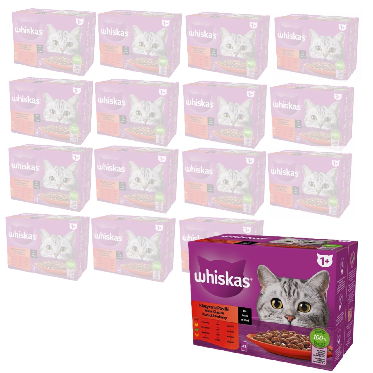 WHISKAS Adult mokra karma dla kotów w saszetkach 12 x 85 g Klasyczne Posiłki x 16