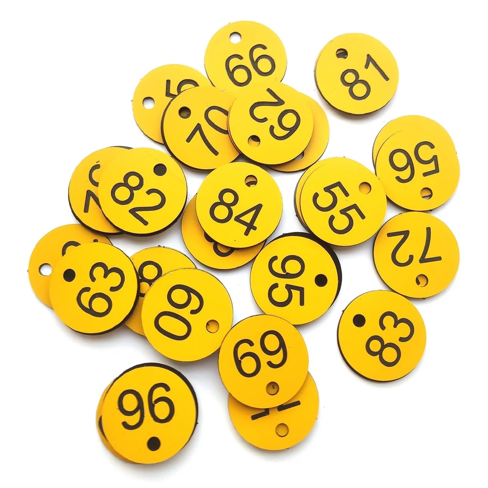 plastikowa plakietka z numerem, 100 szt. Plastikowych numerowanych metek z otworem 1-100(White)