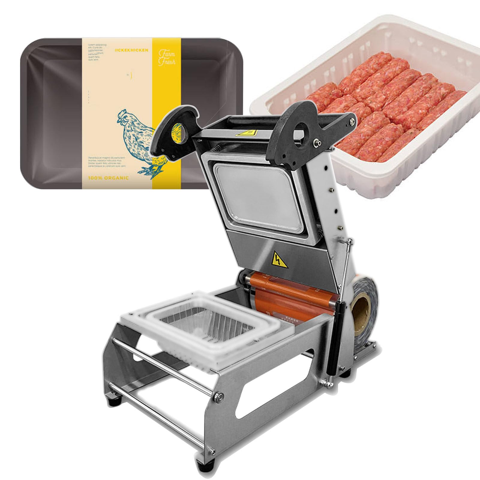 AYCDL Food Sealing Packing Machine, Air Sealer Machine for Food, Hand Pressure Takeaway Box Sealing Machine, for Vegetable Fruit,110v-320mm