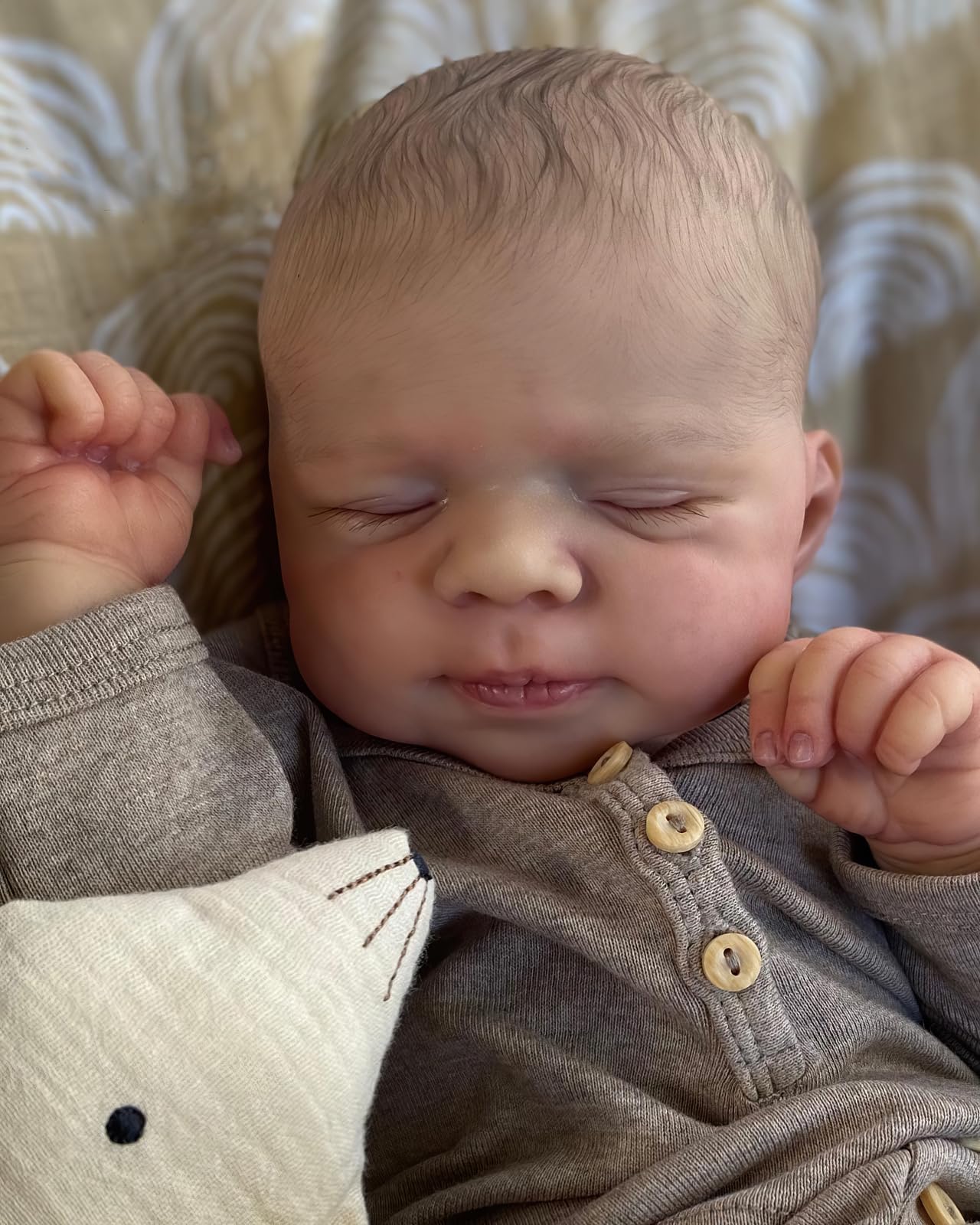 MineeQu Lebensechte Reborn-Schlafende Baby-Puppen 19 Zoll Vinyl Vollkörper Anatomisch Korrektes Leben Neugeborenes Baby Mädchen Puppen, die realistisch Aussehen