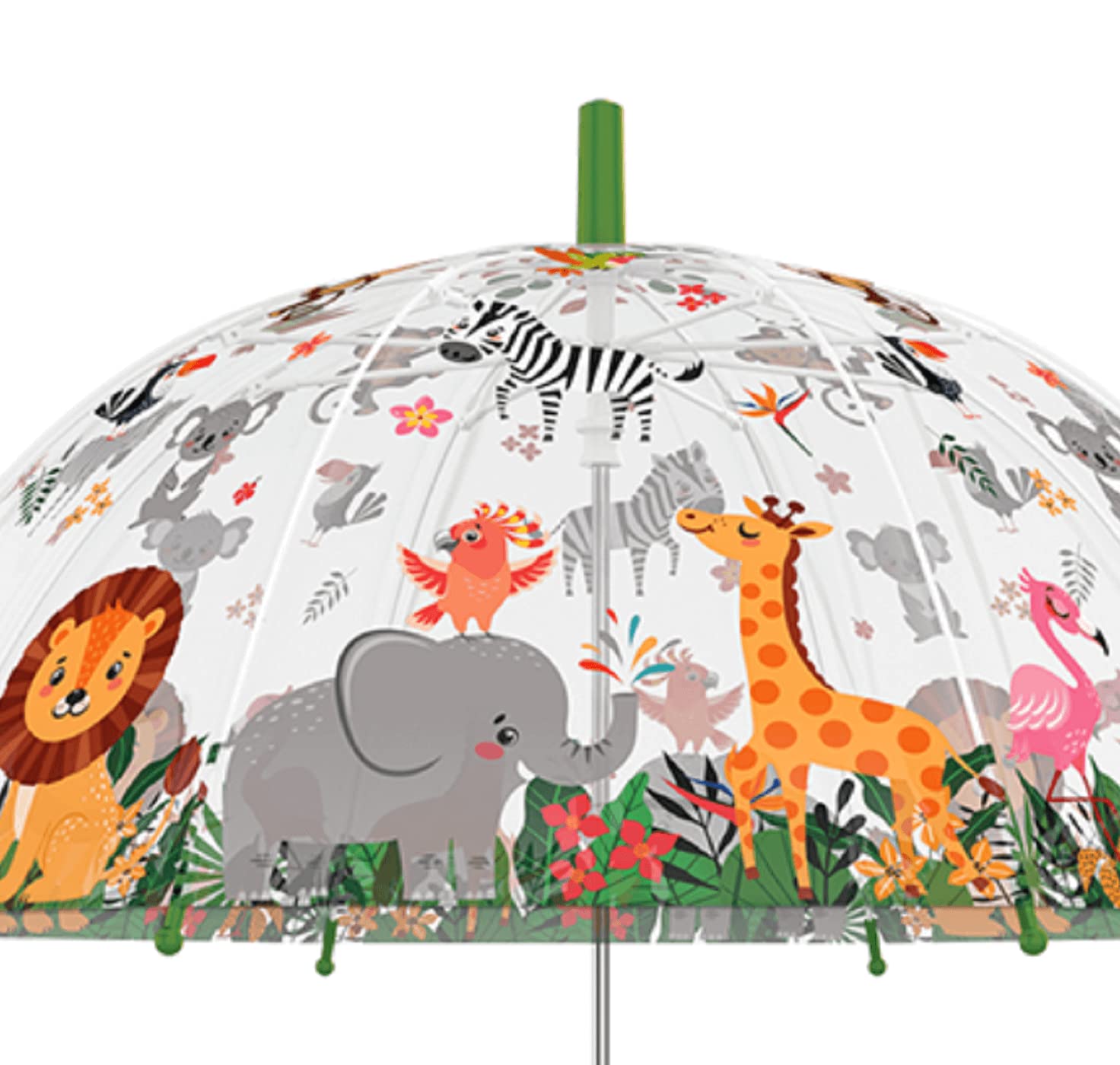 Esschert Design Parasol dziecięcy przezroczysty dżungla, wielokolorowy, średni, Wielokolorowy, Medium