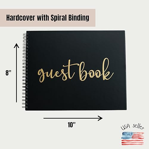 Miniatura 8 de Paper 'n Such Libro de invitados negro para fiesta de graduación con páginas en blanco para fotos Polaroid, funeral, recepción de boda, cumpleaños,
