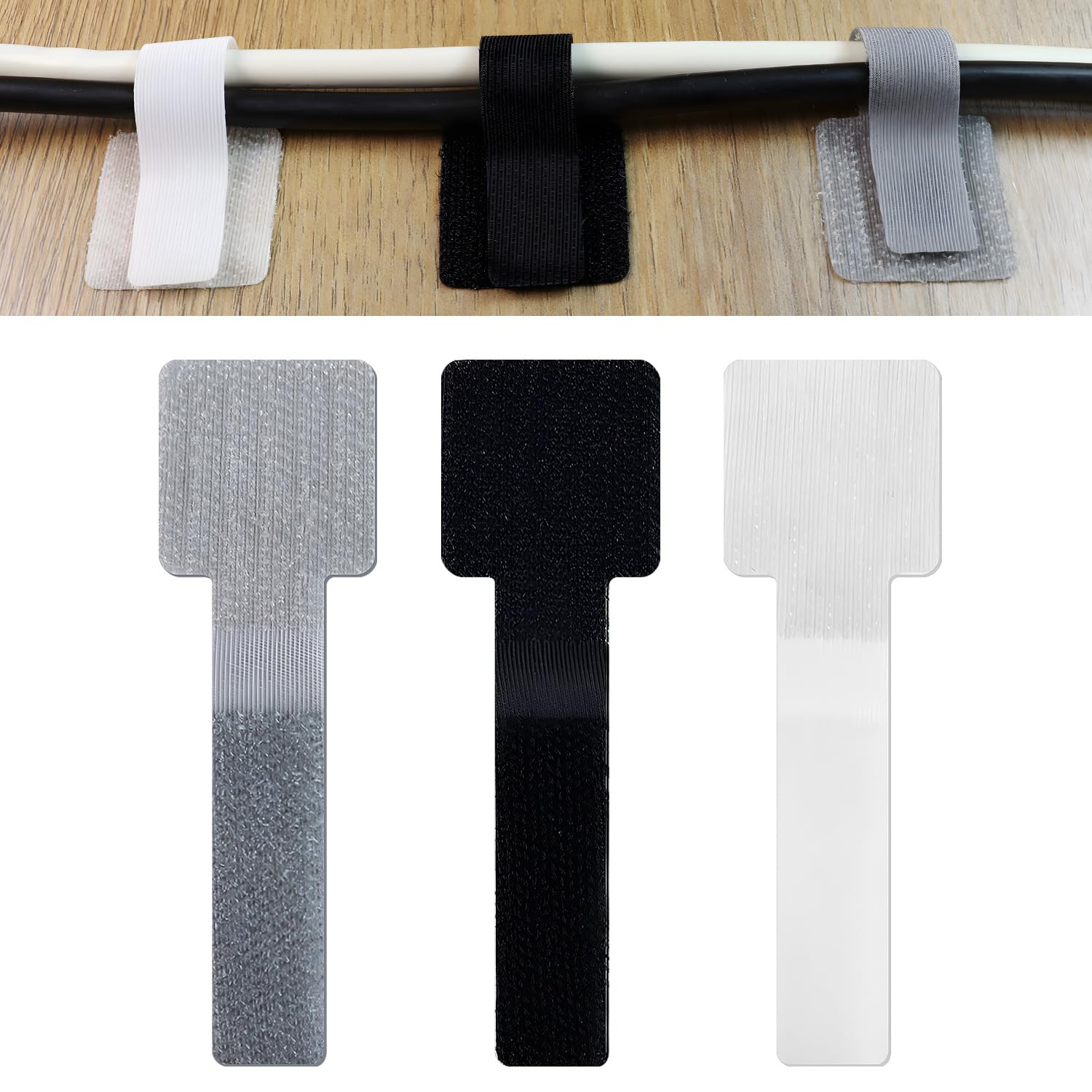 60 Pack Hook and Loop Cable Ties, Adhesive Cable Clips, Cord Organizer for Appliances,Suitable for Office And Home Use, Cable Ties Can Easily Organize Desktop Wires and Network Cables