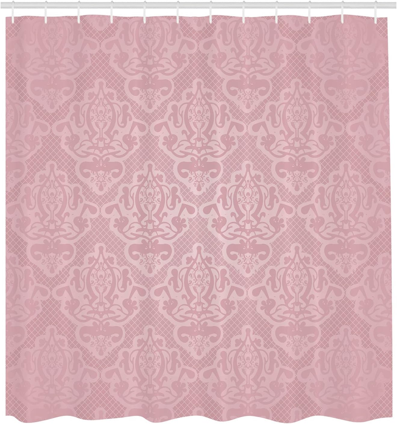Ambesonne Vintage Shower Curtain, Lace Style Background with Antique Wedding Inspiration Motifs Ornamental Design, Cloth Fabric Bathroom Decor Set with Hooks, 70" Long, Pale Rose