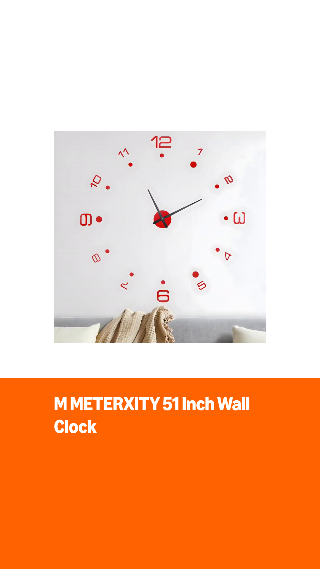 Reloj de pared 3D M METERXITY DIY 51 pulgadas rojo miniatura 7