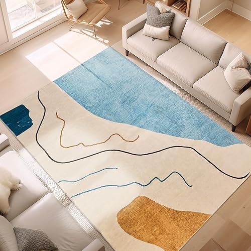 Glamtex Alfombra de área lavable de 5 x 7 pies, fácil cuidado, alfombras bohemias para dormitorio, antideslizante y resistente a las manchas,